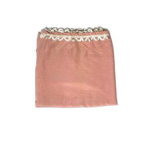 Vintage 1940s 50s Pink Curtain Drape Panel Scalloped Ribbon Trim Long Silky htf